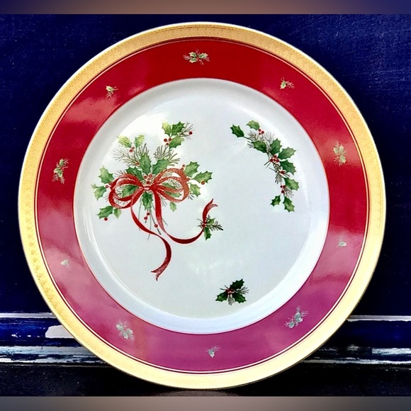Vintage Discontinued Mikasa PALATIAL HOLLY GOLD Holiday Trim Cake Serving Plate - Picture 5 of 10